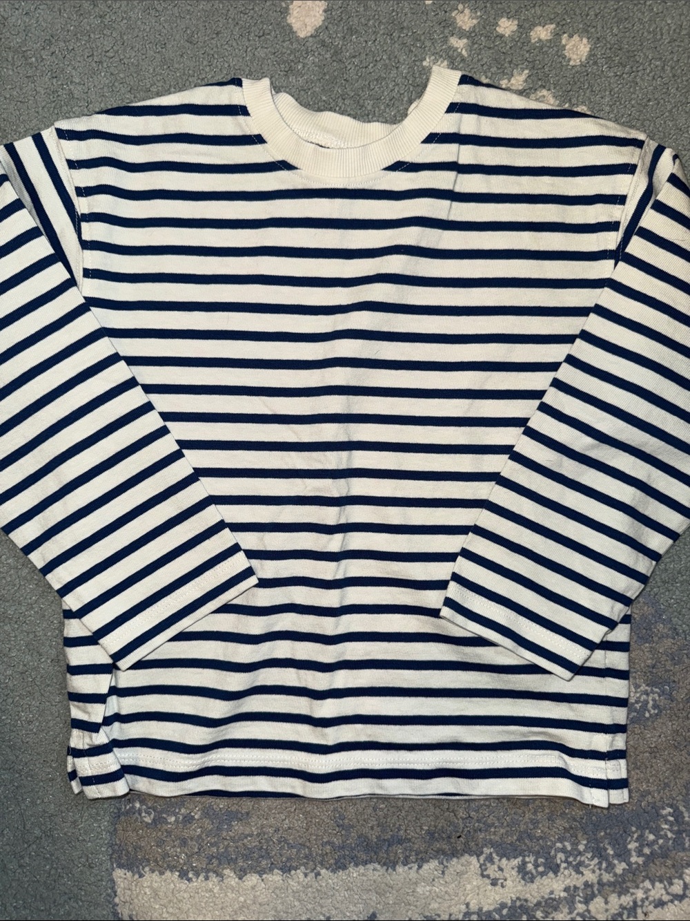 Zara Navy and White Striped Long Sleeve Top